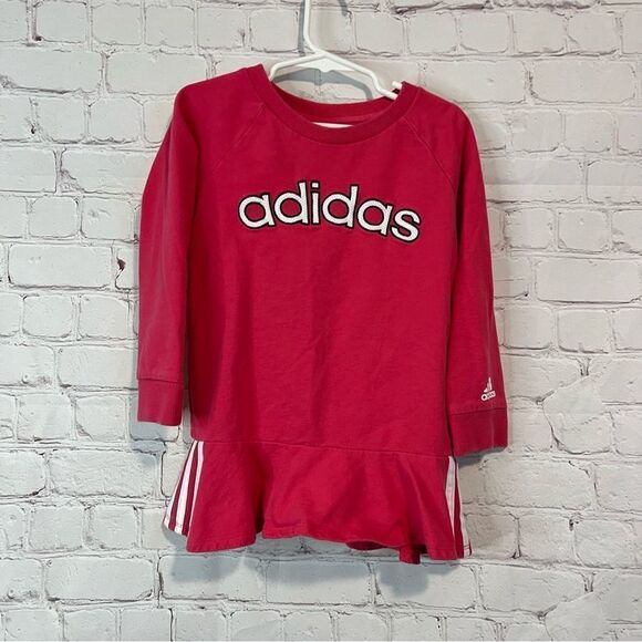 Adidas Toddler Girls Long Sleeve Sweater Top Size 4 Pink Logo Embroidered - Picture 1 of 7